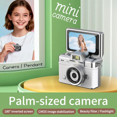 🎁1080P Mini Keychain Digital Camera – Retro Pocket Camera with Flip Screen & Flash, 32GB/64GB Card & Charging Cable Included