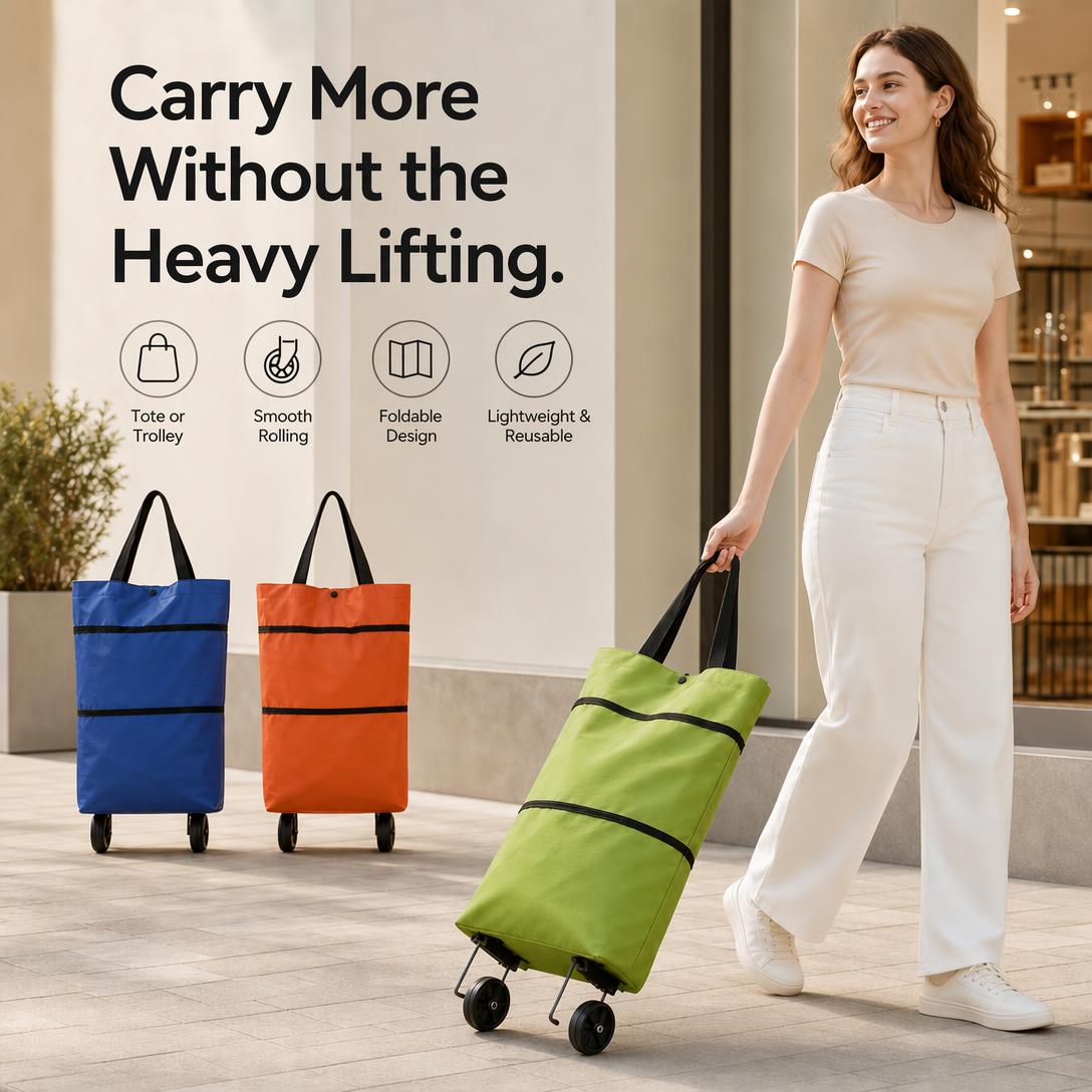 Portable Foldable Shopping Trolley Bag with Wheels