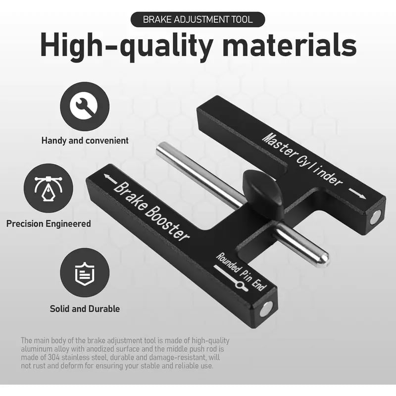 GJANSH Brake Adjustment Tool. Brake Booster Rod Adjustment Tool. Brake booster with master cylinder.Pushrod Power For Adjustable Braking Distance of Brake Pedal(N48 Magnetic CNC Aluminum)