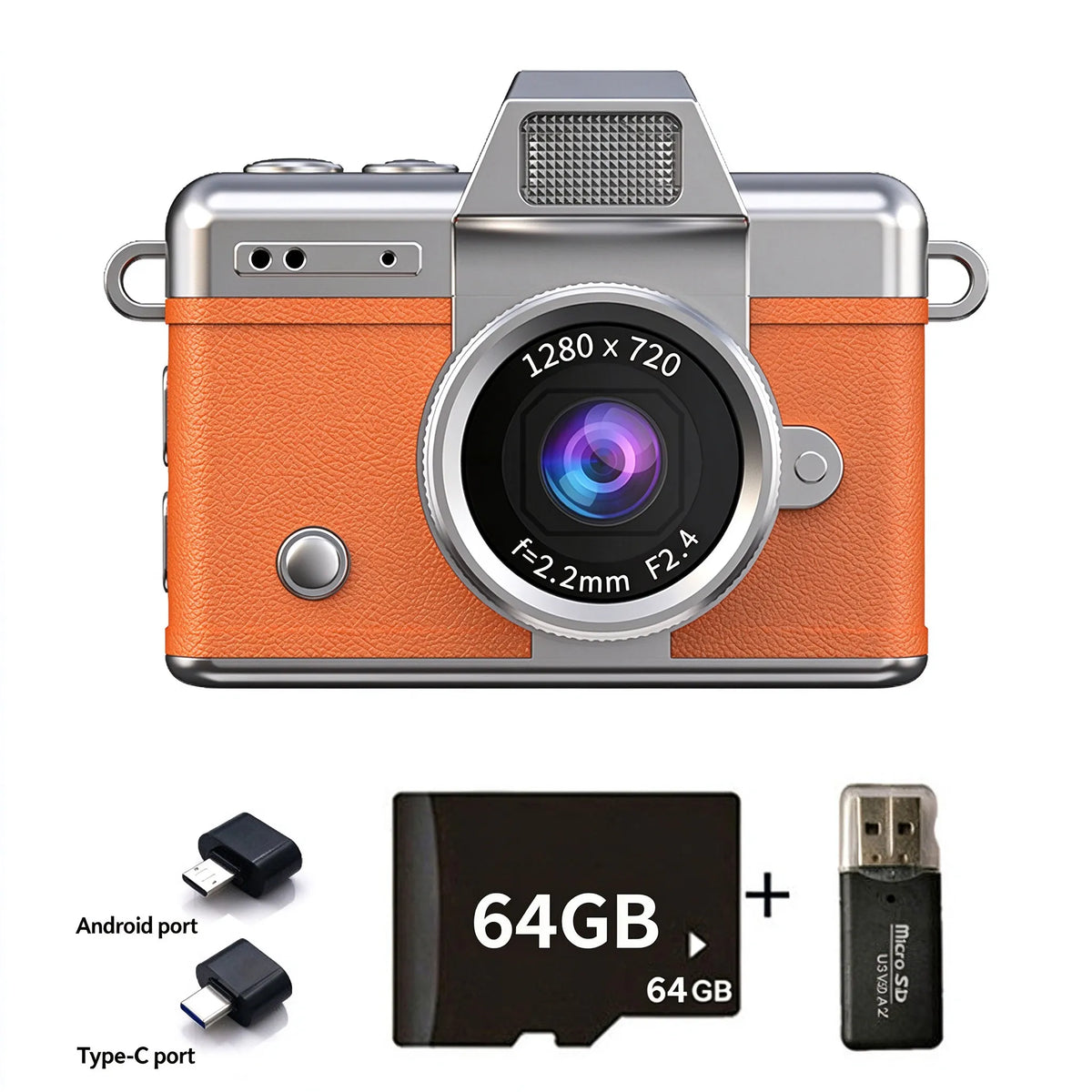 🎁1080P Mini Keychain Digital Camera – Retro Pocket Camera with Flip Screen & Flash, 32GB/64GB Card & Charging Cable Included