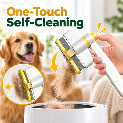 🎁Self-Cleaning Pet Grooming Brush with 180° Rotating Head – Rounded Stainless Steel Pins for Dogs & Cats