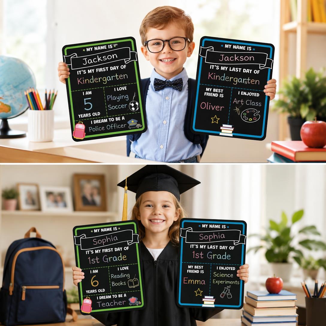 Reusable First Day School Chalkboard Sign Set (10 × 12 in )