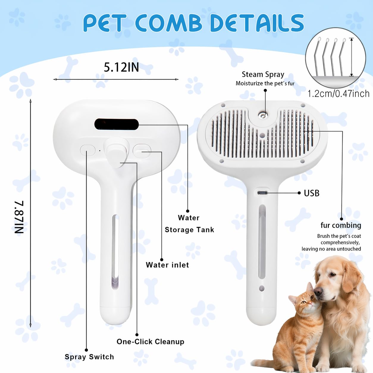 3 in 1 Pet Steam Brush-Shower Brush