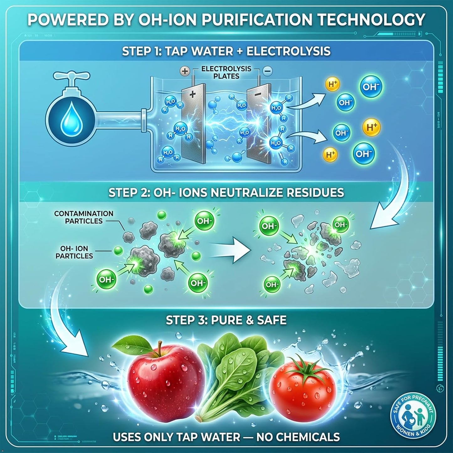 Portable OH-ion Fruit & Vegetable Washer