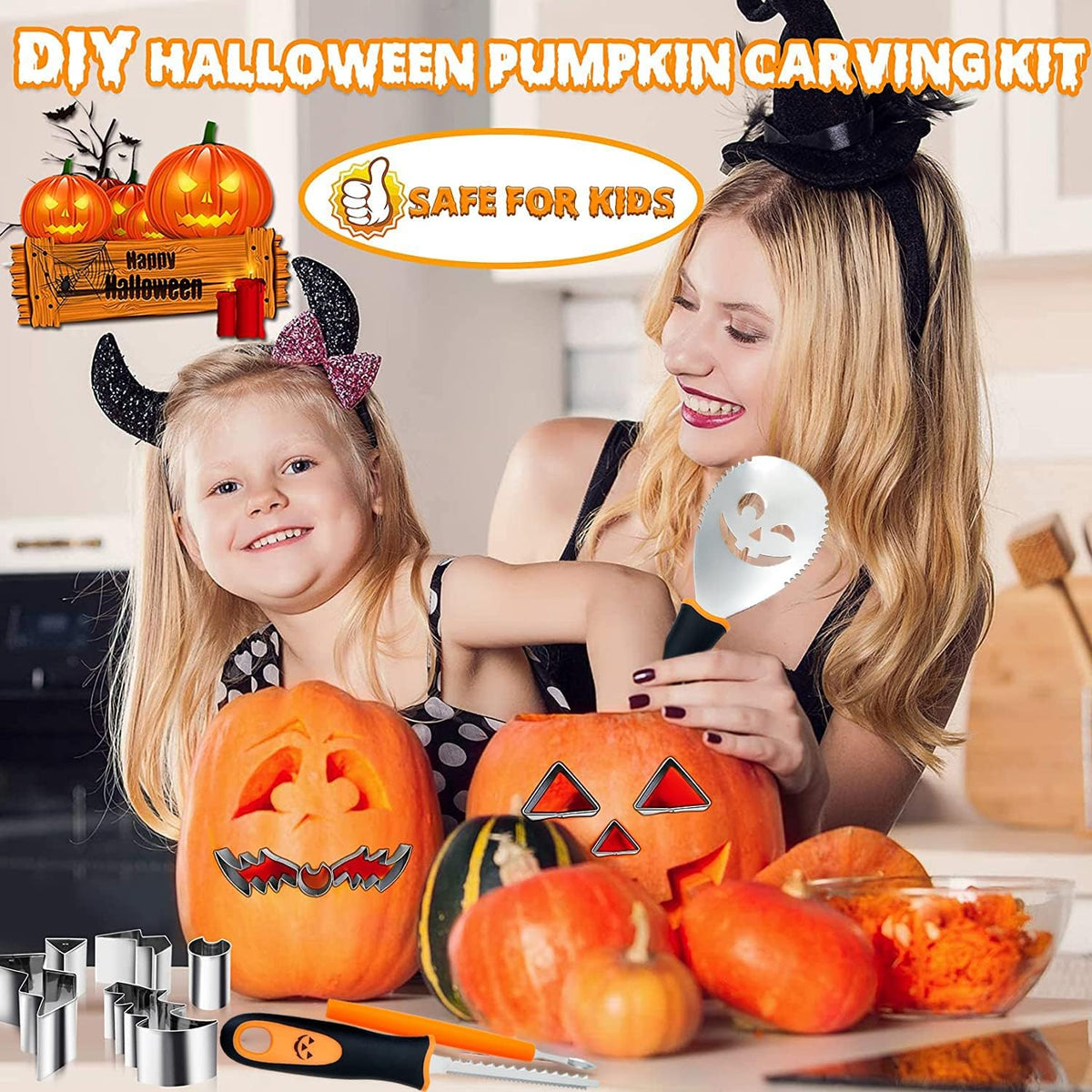 ❤️Halloween Pumpkin Carving Kit – 24-Piece Family DIY Set