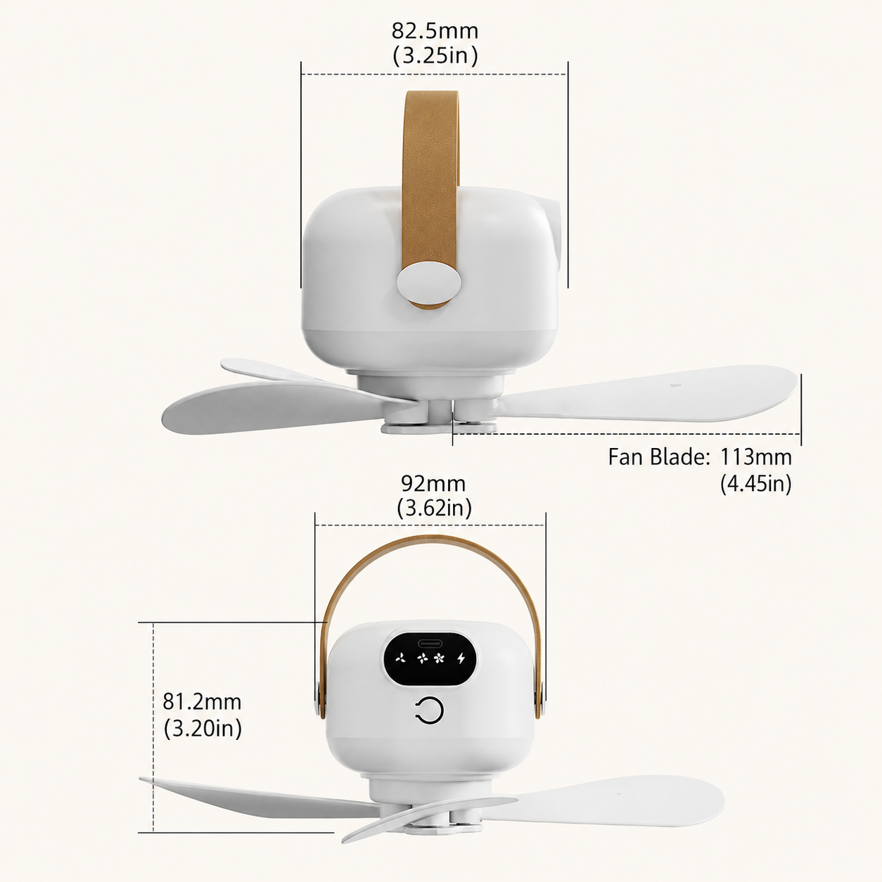 Rechargeable Portable Fan With LED Light & Remote Control