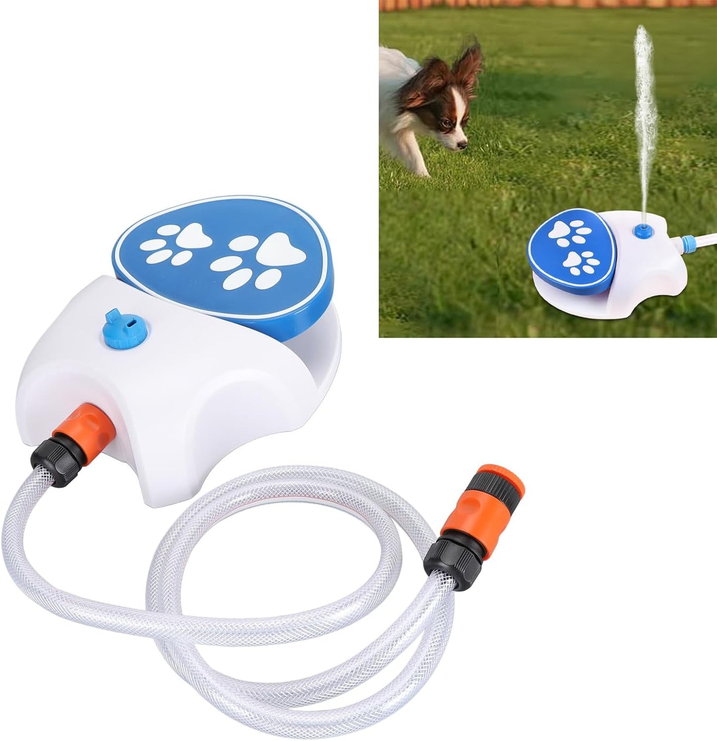 💦 Dog Water Fountain Toy – Step-On Activated Sprinkler, Outdoor Drinking + Play with Hose