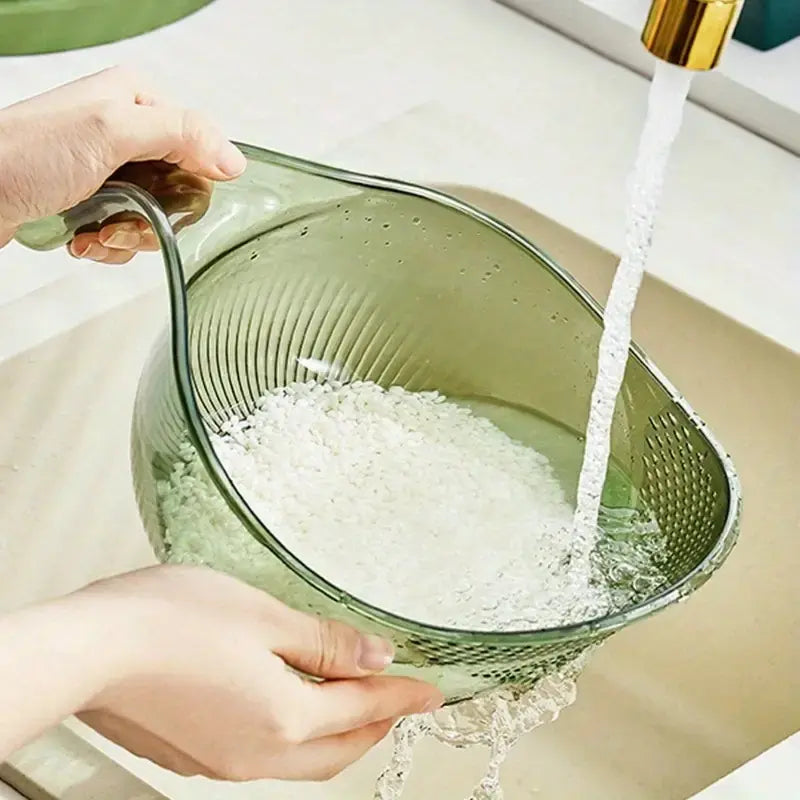 🍚Multi-Use Rice Strainer Bowl, BPA-Free Clear Colander with Handle