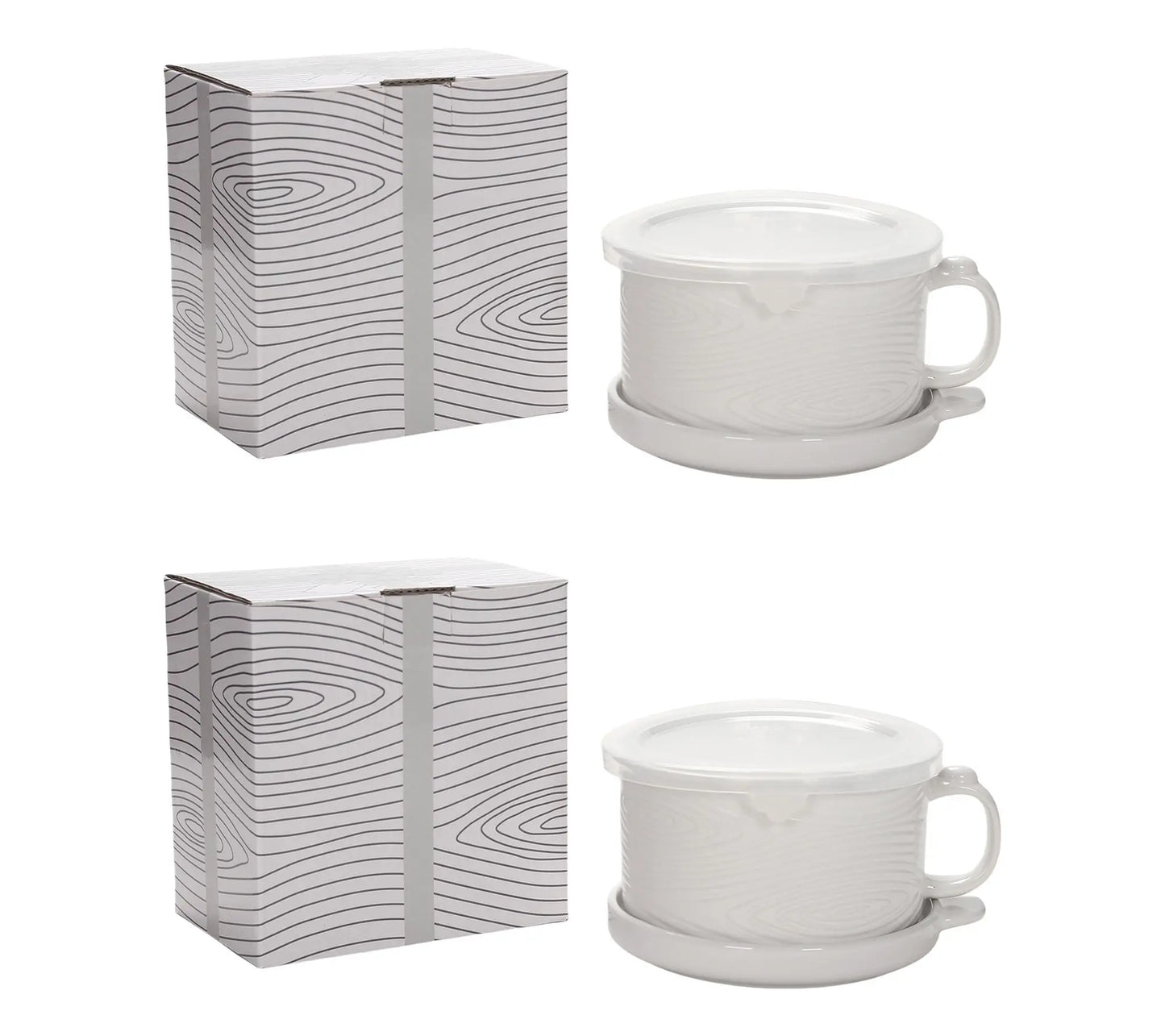 🎁2 Pack 25oz Ceramic Meal Mugs with Lid & Tray