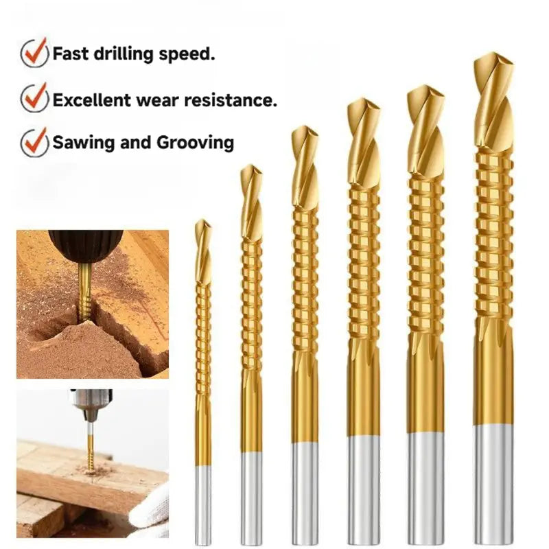 6Pcs Multi-Function Titanium HSS Drill Bit Set for Metalworkin