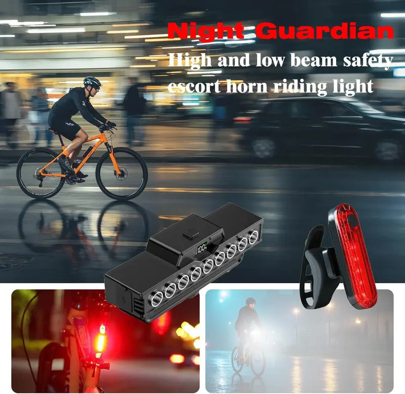Cycle Headlight - Waterproof Safety Horn Light Kit Bright Beam Lamp LED Unit Weather Resistant Mount Gear