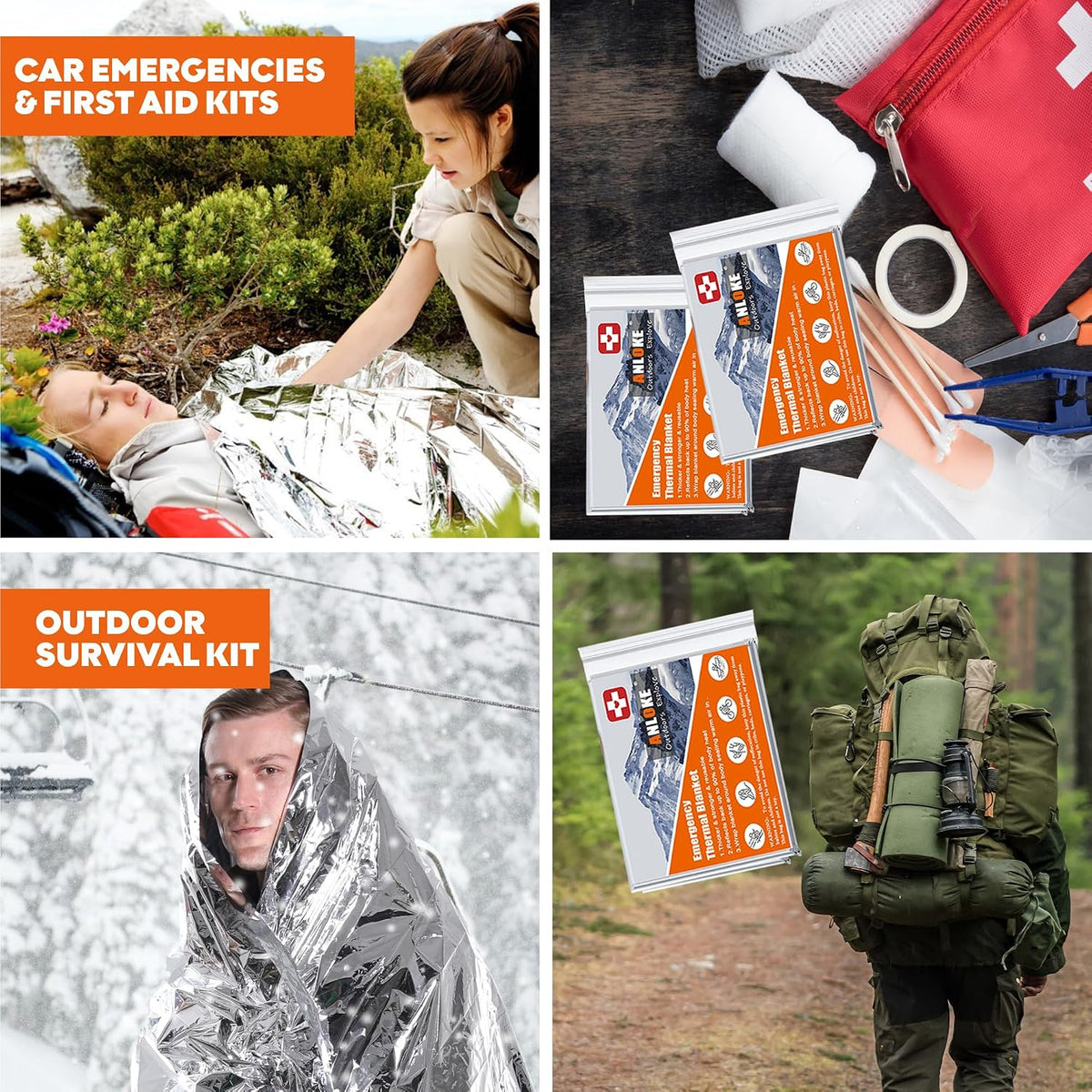 🎉Emergency Blanket Mylar Thermal Blanket(5 Pack) Extra Large Survival Gear