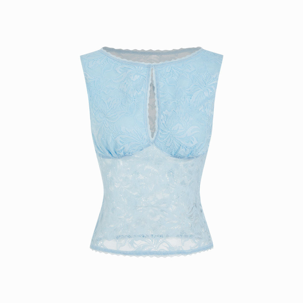 Vintage Floral Lace Sleeveless Top for Women