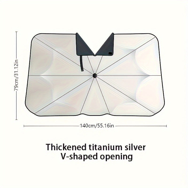 Foldable Windshield Sun Shade Umbrella 55" x 31" ☂️🚗 | Reflective Car Sunshade for Heat Insulation & UV Protection