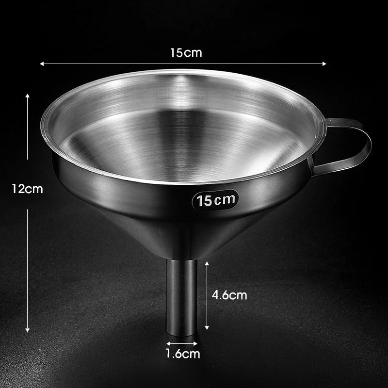 Stainless Steel Kitchen Funnel with Fine Mesh Filter – Food Grade Funnel Set for Oils, Liquids & Baking