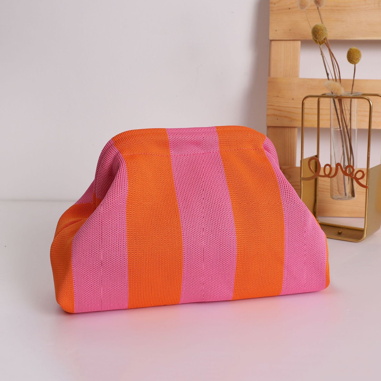 Women's Striped Cloud Handbag, Clip-Top Crossbody Bag, Lightweight Foldable for Daily Use, Party, Travel, Gift Idea