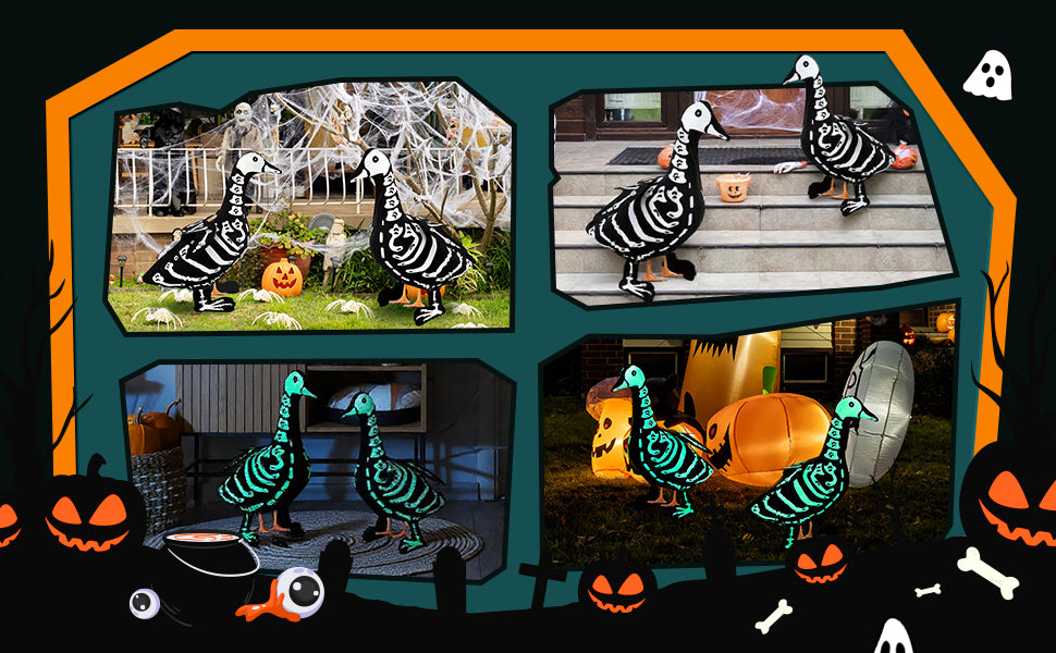 ๐Halloween Porch Goose Outfits Skeleton Costume for 23''๐
