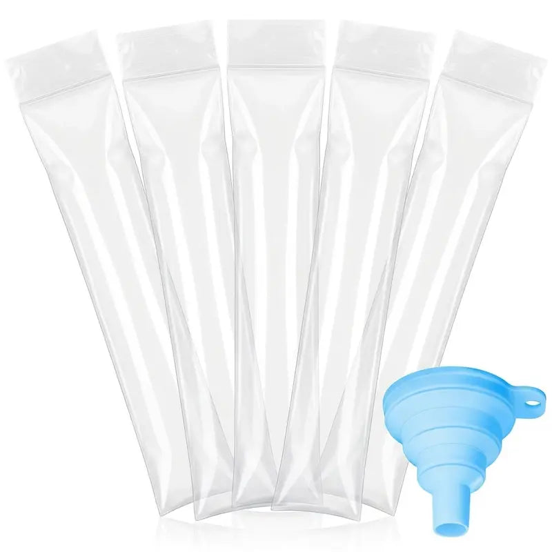 100 Pack Disposable Ice Pop Mold Bags with Silicone Funnel – BPA-Free Ziplock Freezer Pouches for Homemade Frozen Treats 🍧