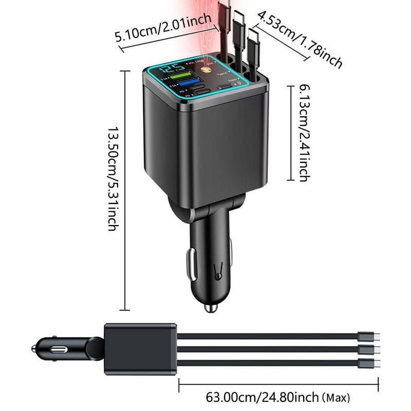 8-in-1 Ultimate Car Charger! Level up your drive with 60W Starlight projection
