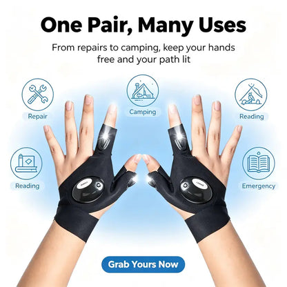 🎁LED Finger Flashlight Gloves – Hands-Free Lighting For Repairs, Fishing & Outdoor Activities