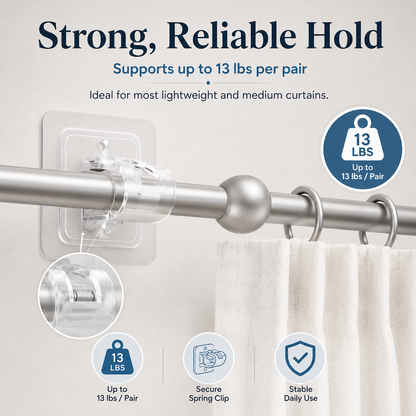 8PCS No-Drill Self-Adhesive Curtain Rod Brackets