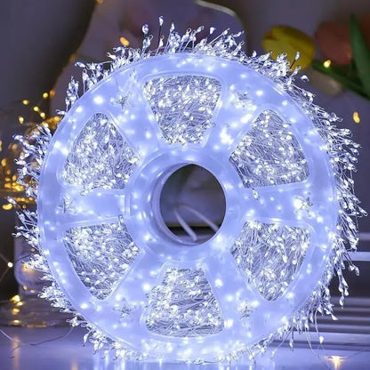 🎁600 LED Firecracker Fairy Lights – 65.6FT USB Christmas String Lights with Storage Reel