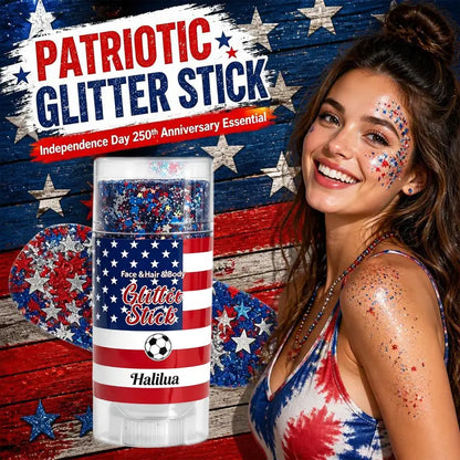 ✨ Self-Adhesive Glitter Stick – Red White & Blue Patriotic Body Makeup for 4th of July & Festivals