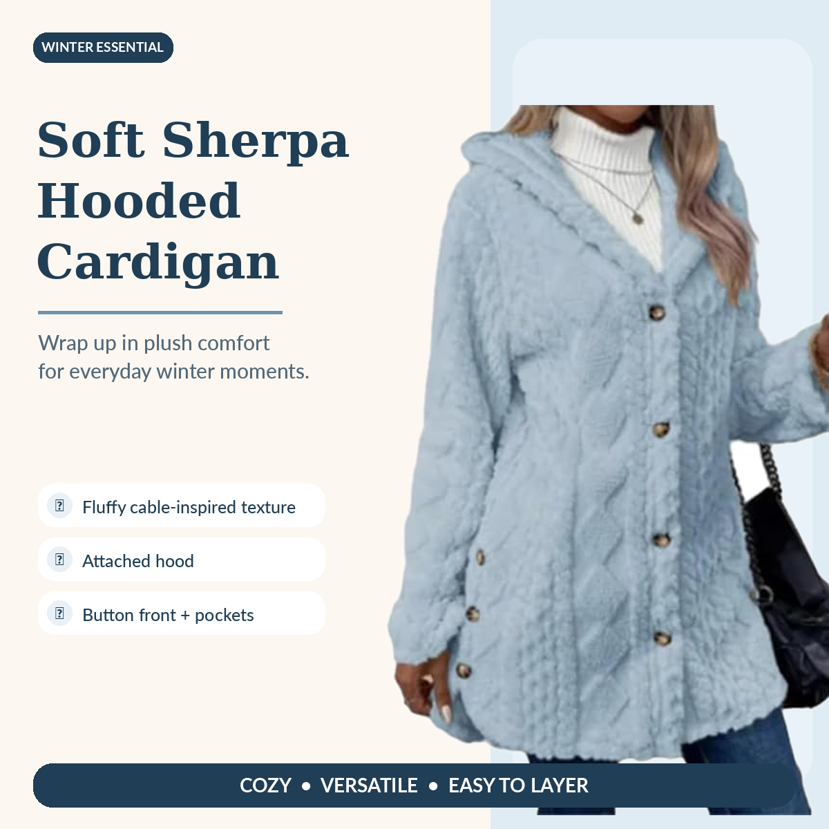 🎉Hooded Cardigan for Women Cable Knit Fleece Long Warm Sweater Coat