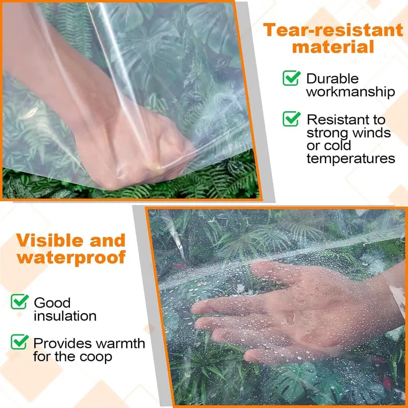 🎉Clear Waterproof PE Tarp – Transparent Outdoor Cover with Metal Grommets