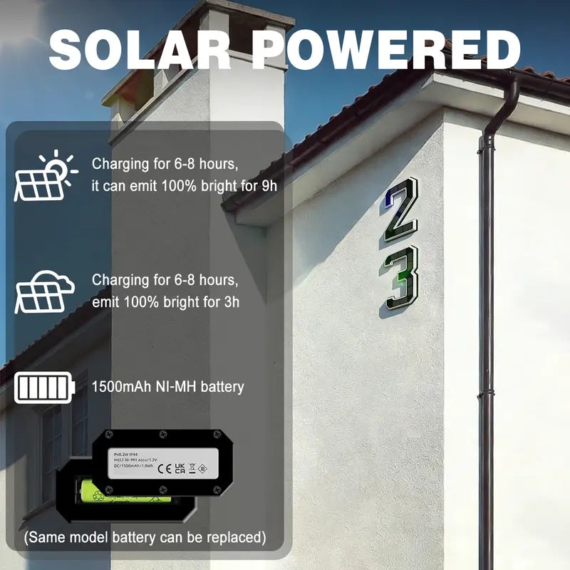 6.7 Inch Solar Lighted House Numbers for Outside Lighting