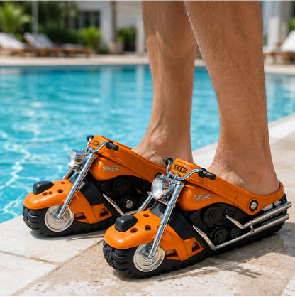 🏍️Retro motorcycle travel slippers