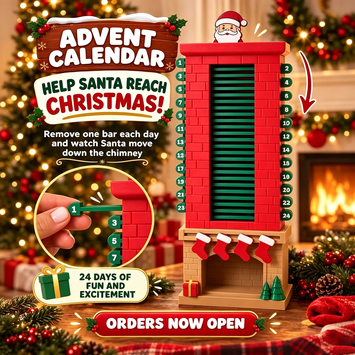 🎁3D Printed Santa Chimney Advent Calendar – A Magical Christmas Countdown