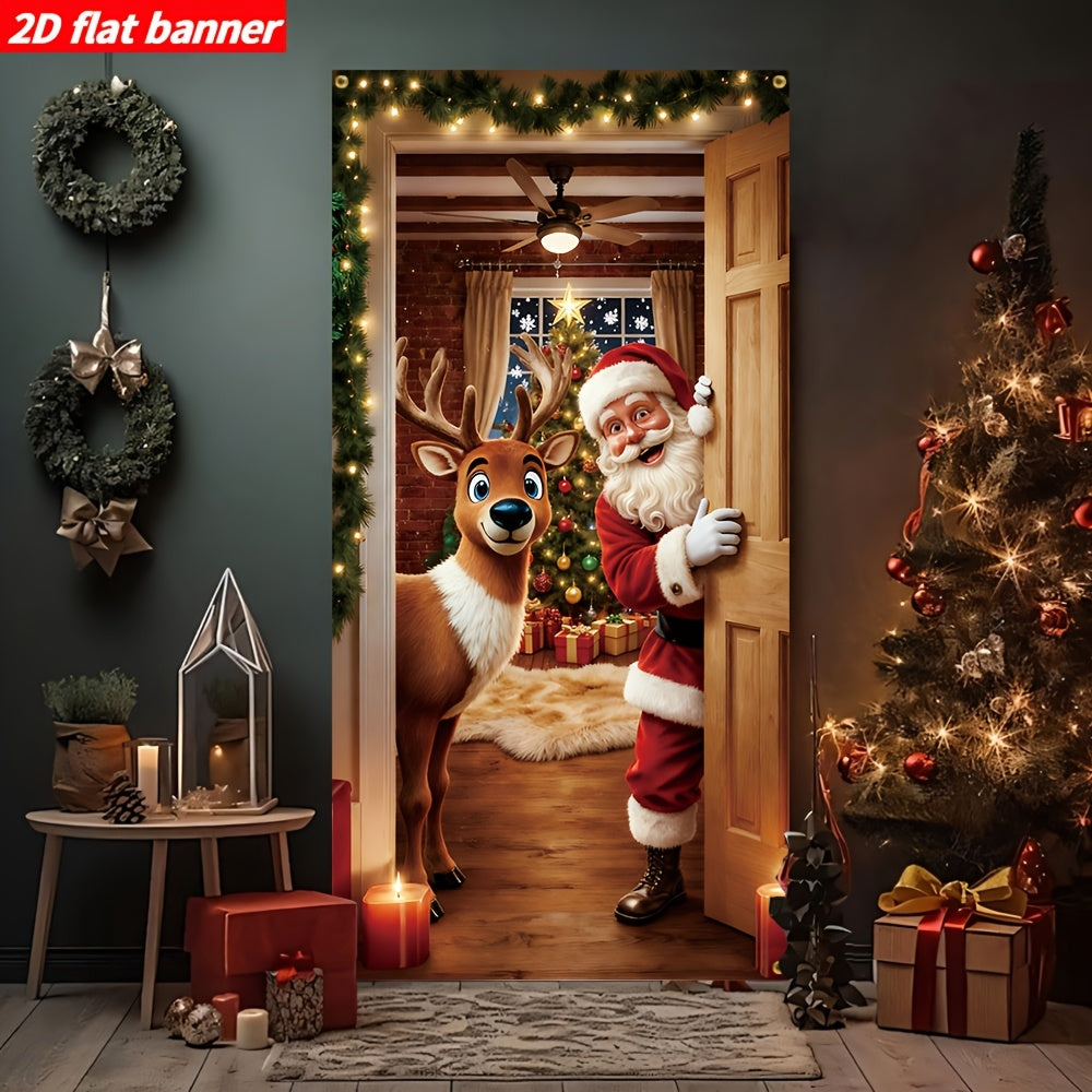 ❤️Christmas Santa Door Cover – Festive Reindeer Holiday Decor