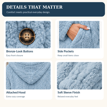 🎉Hooded Cardigan for Women Cable Knit Fleece Long Warm Sweater Coat