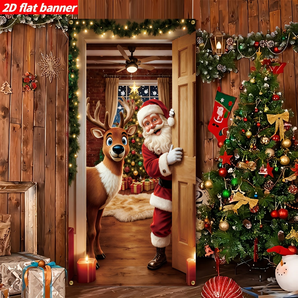 ❤️Christmas Santa Door Cover – Festive Reindeer Holiday Decor