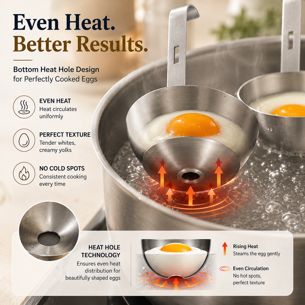 5-PCS Stainless Steel Egg Poacher Cup🍳