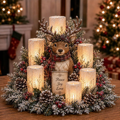 🎁Christmas Lighted Centerpiece With Flameless Candle Glow
