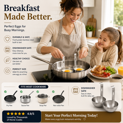 5-PCS Stainless Steel Egg Poacher Cup🍳
