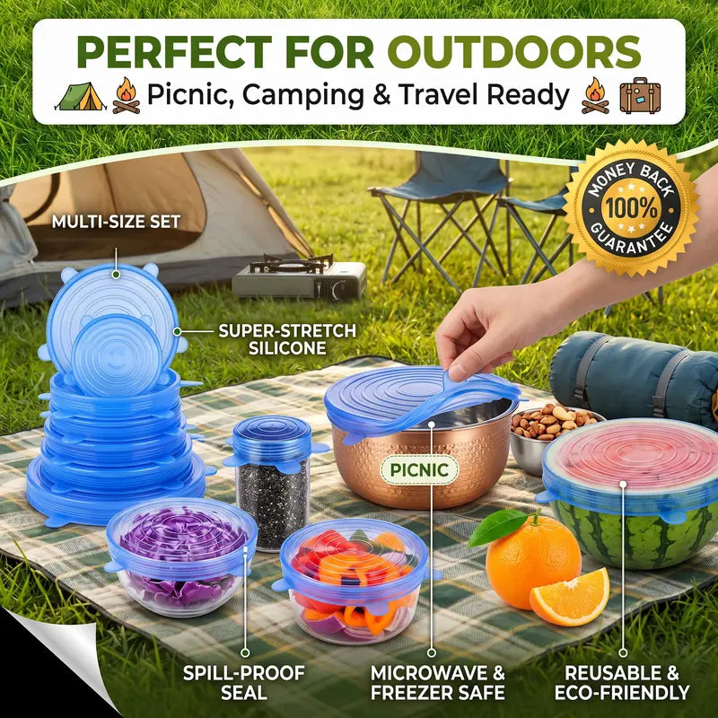 Universal Reusable Silicone Lids – 6-Pack