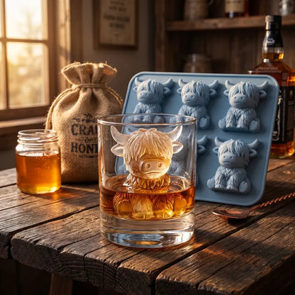 Mini Highland Cow Ice Cube Mold – Cute 3D Silicone Ice Tray for Whiskey, Cocktails & Parties 🐮🧊