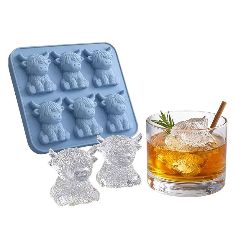 Mini Highland Cow Ice Cube Mold – Cute 3D Silicone Ice Tray for Whiskey, Cocktails & Parties 🐮🧊