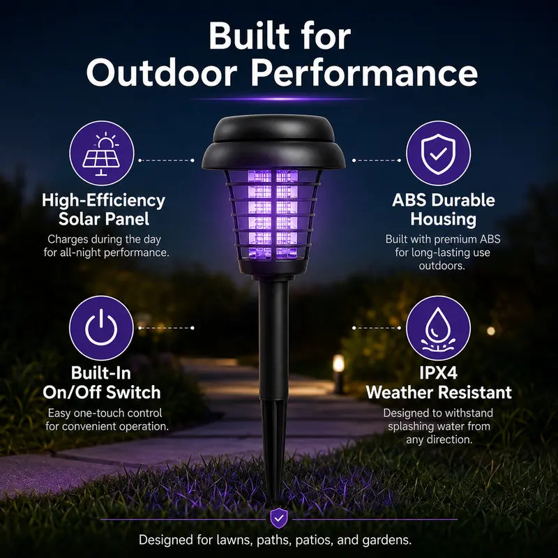 Solar Mosquito Zapper Light – Outdoor Garden Stake Lamp, UV Insect Killer & Solar Pathway Light