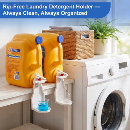 2PCS Laundry Detergent Dispenser Cup Holder with Upgraded Nozzle, Drip Tray & Easy Switch – No Mess Liquid Organizer for Laundry Room