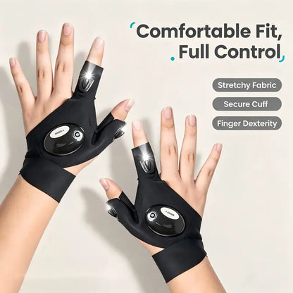 🎁LED Finger Flashlight Gloves – Hands-Free Lighting For Repairs, Fishing & Outdoor Activities
