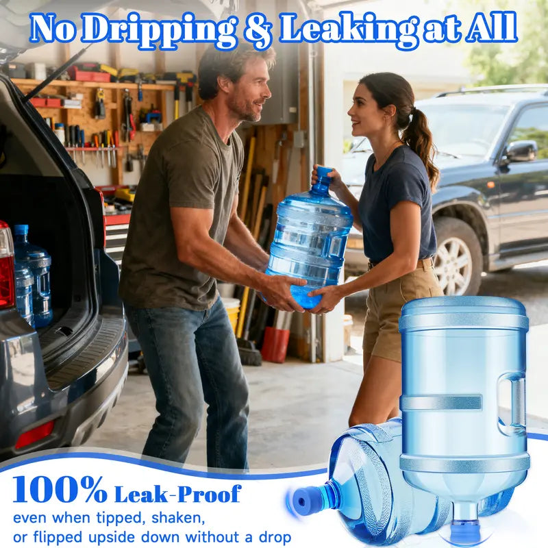 3 & 5 Gallon Water Jug Caps – Non-Spill Leak-Free Silicone Covers (Pack of 3)