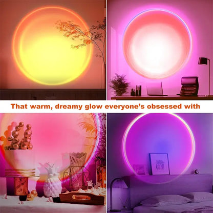 Sunset Lamp Projector Light – 16 RGB Colors, 180° Rotation & Remote Control