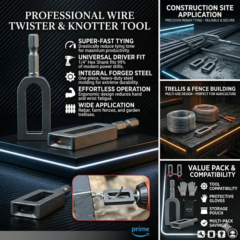 ⚡ Multifunctional Wire Twister / Knotter – High Efficiency Wire Winding Tool