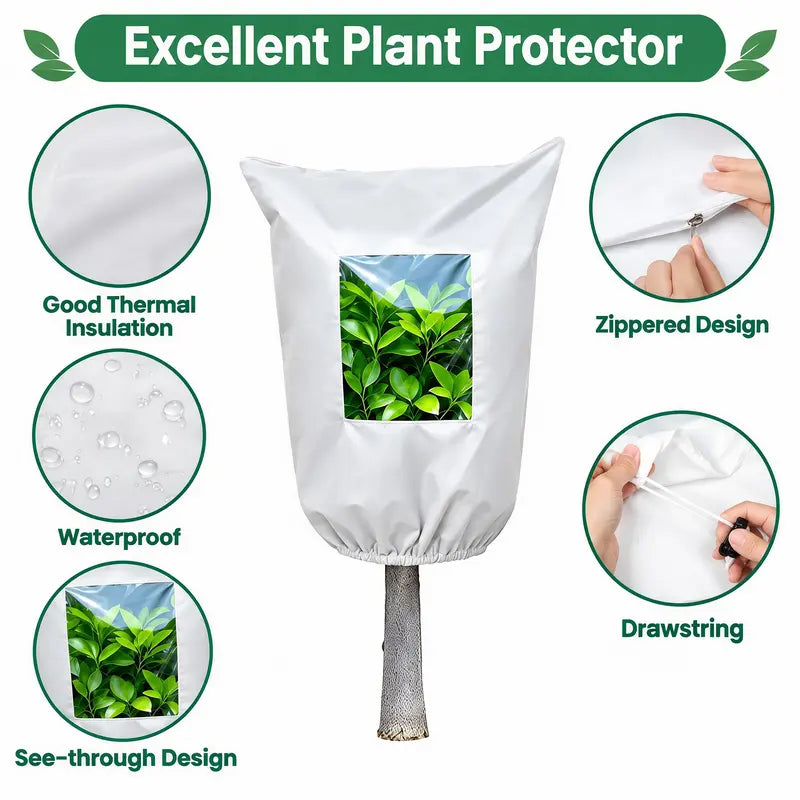 🎁Non-Woven Plant Frost Protection Cover With Zipper &amp; Clear Window