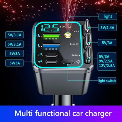 8-in-1 Ultimate Car Charger! Level up your drive with 60W Starlight projection