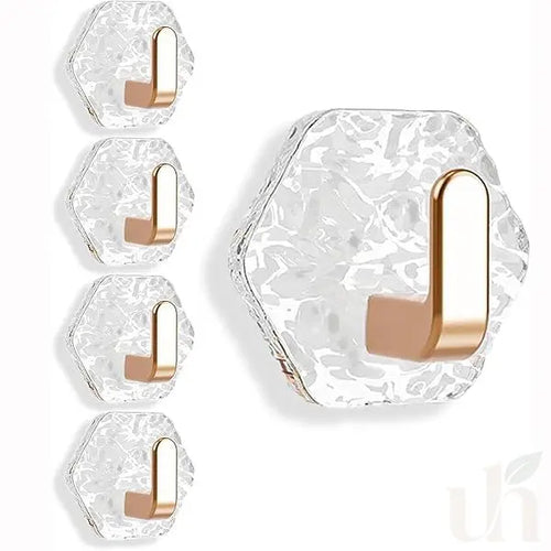 Water Ripple Hexagonal Self Adhesive Hooks, Multipurpose Drill-Free Adhesive Wall Hooks